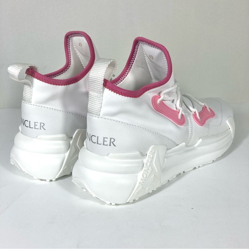 Moncler Lunarove Low Top Sneakers Pull Tab White Pink Size EU 40 US 10 NEW - Picture 13 of 17